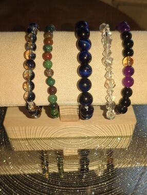Handcrafted Marbled Stretch Bead Bracelet Set Of 5